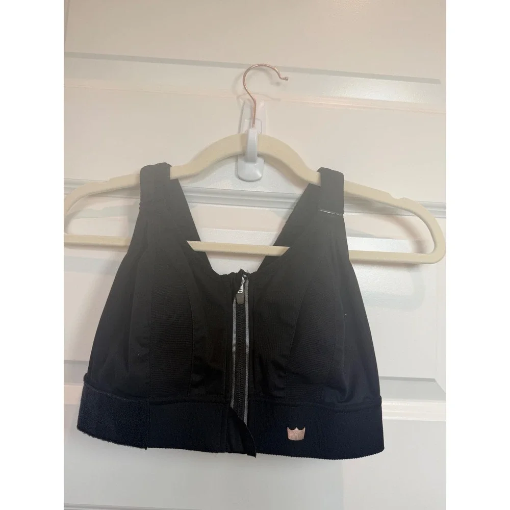 SHEFIT Ultimate Sports Bra Black High Impact Front Zip Adjustable Straps 110002